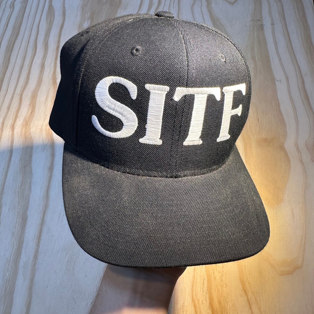 Yupoong The Classics SITF Black Snapback Hat Wool Blend Green Underbill Cap